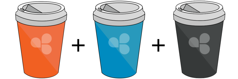 Kopp i tre ulike farger