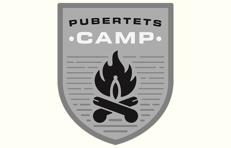 Merke med teksten Pubertetscamp