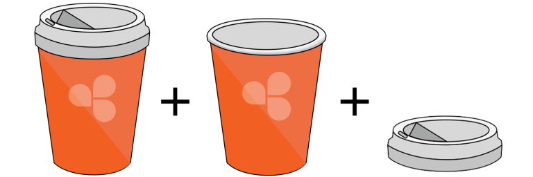 One cup in three different designs