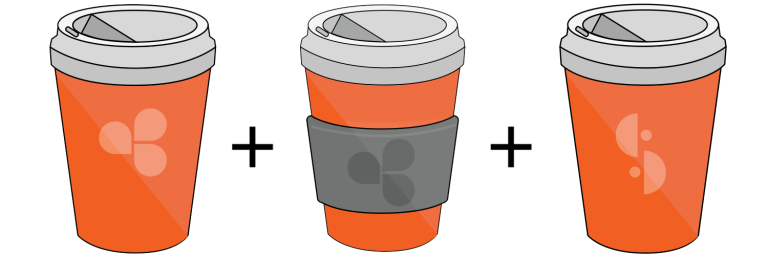 Kopp i tre ulike mønster